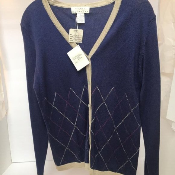 Purple argyle cotton V neck cardigan - Picture 1 of 7